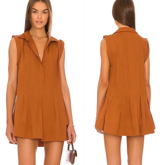 Free People Dresses & Skirts - Free People Naomi Pleated Cotton Minidress in Sienna
